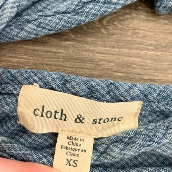 Anthropologie Cloth and Stone Sky Halter Tank Top Plaid Checkered Gauze Blue XS - Picture 13 of 16